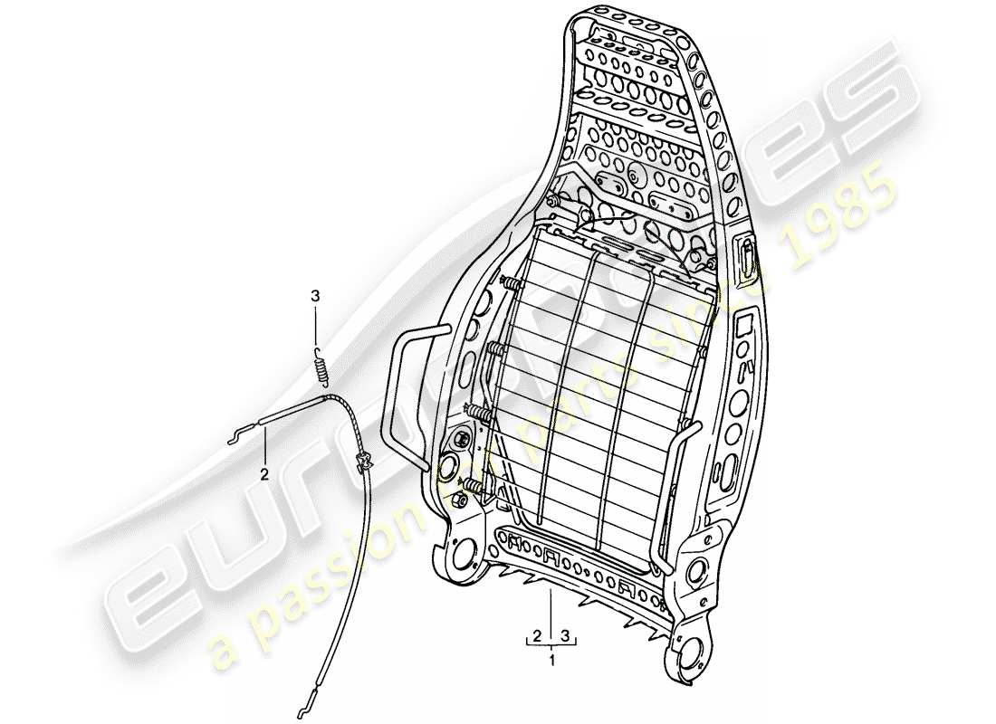 porsche 1984 (911) sedile sportivo - telaio schienale diagramma delle parti