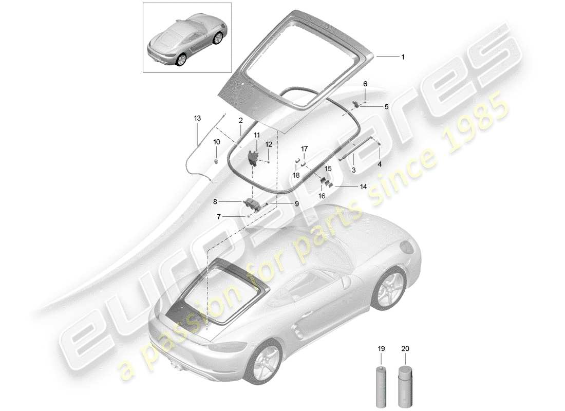 porsche 2017 (718 cayman) copertina diagramma delle parti