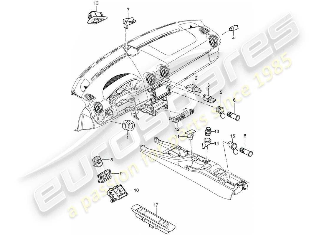 porsche 2007 (987 cayman) diagramma delle parti dell'interruttore