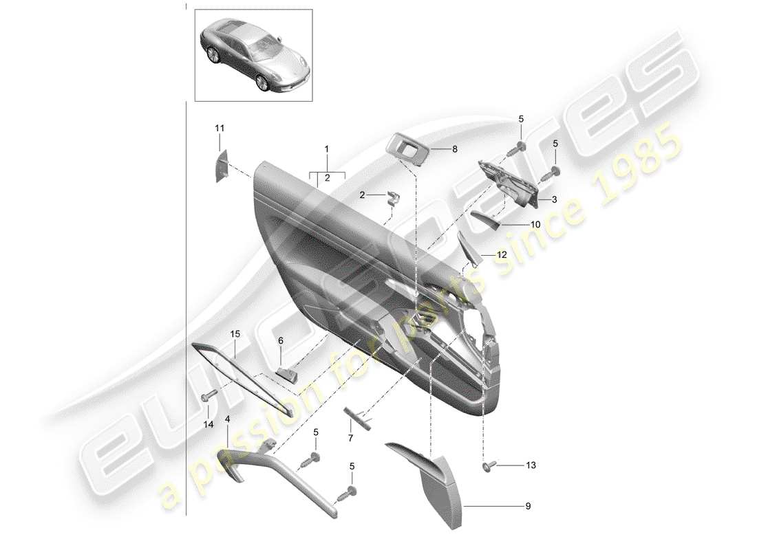 porsche 2012 (991-1) pannello della porta diagramma delle parti