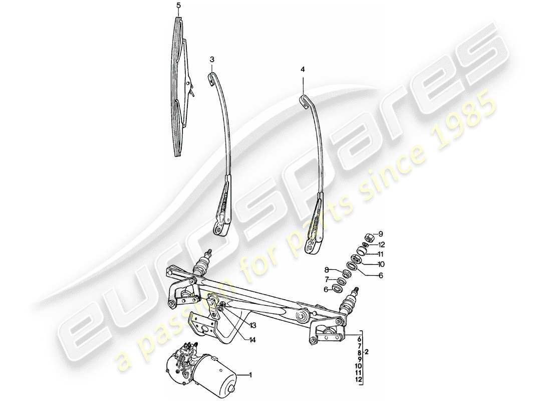 porsche 1981 (911) sistema tergicristallo diagramma delle parti