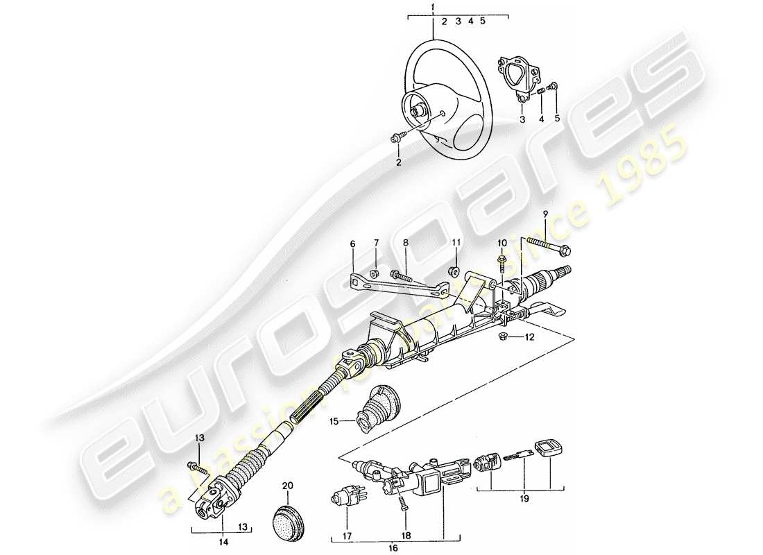 porsche 2004 (996 gt3) tubo di protezione sterzo - albero intermedio dello sterzo - volanti schema parte