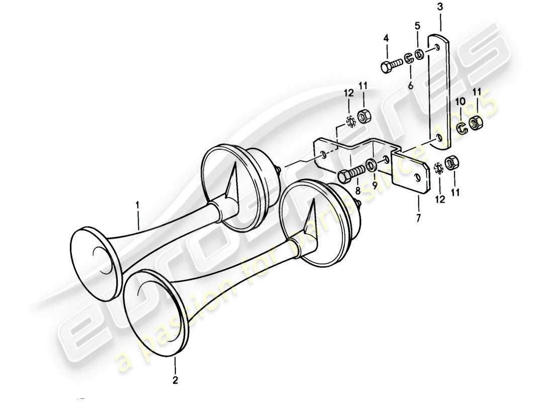 porsche 1986 (928) corno di fanfara diagramma delle parti