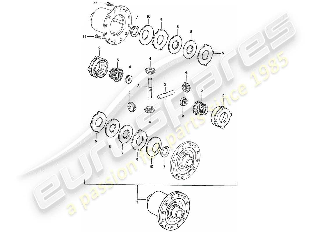 porsche 1983 (928) cambio automatico - differenziale a slittamento limitato diagramma delle parti