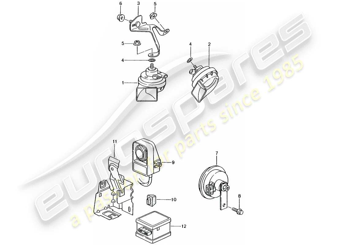 porsche 1997 (986 boxster) clacson - clacson - sistema d'allarme schema delle parti