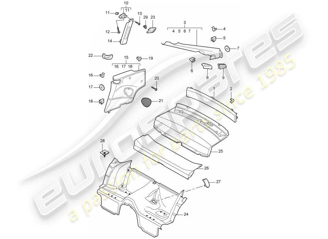 porsche 2012 (997-2) finiture diagramma delle parti
