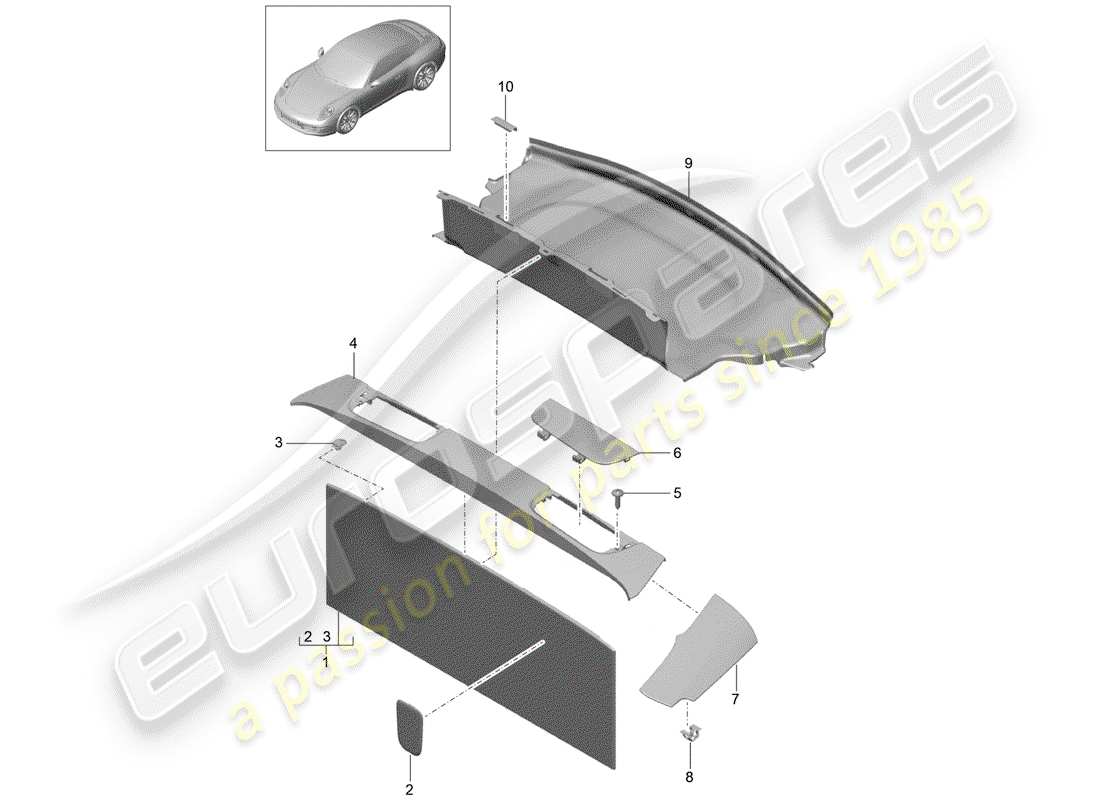 porsche 2014 (991-1) liner diagramma delle parti