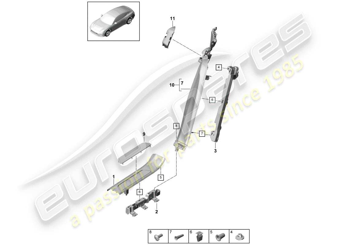 porsche 2017 (panamera 971-1) rivestimento del pannello soglia schema delle parti