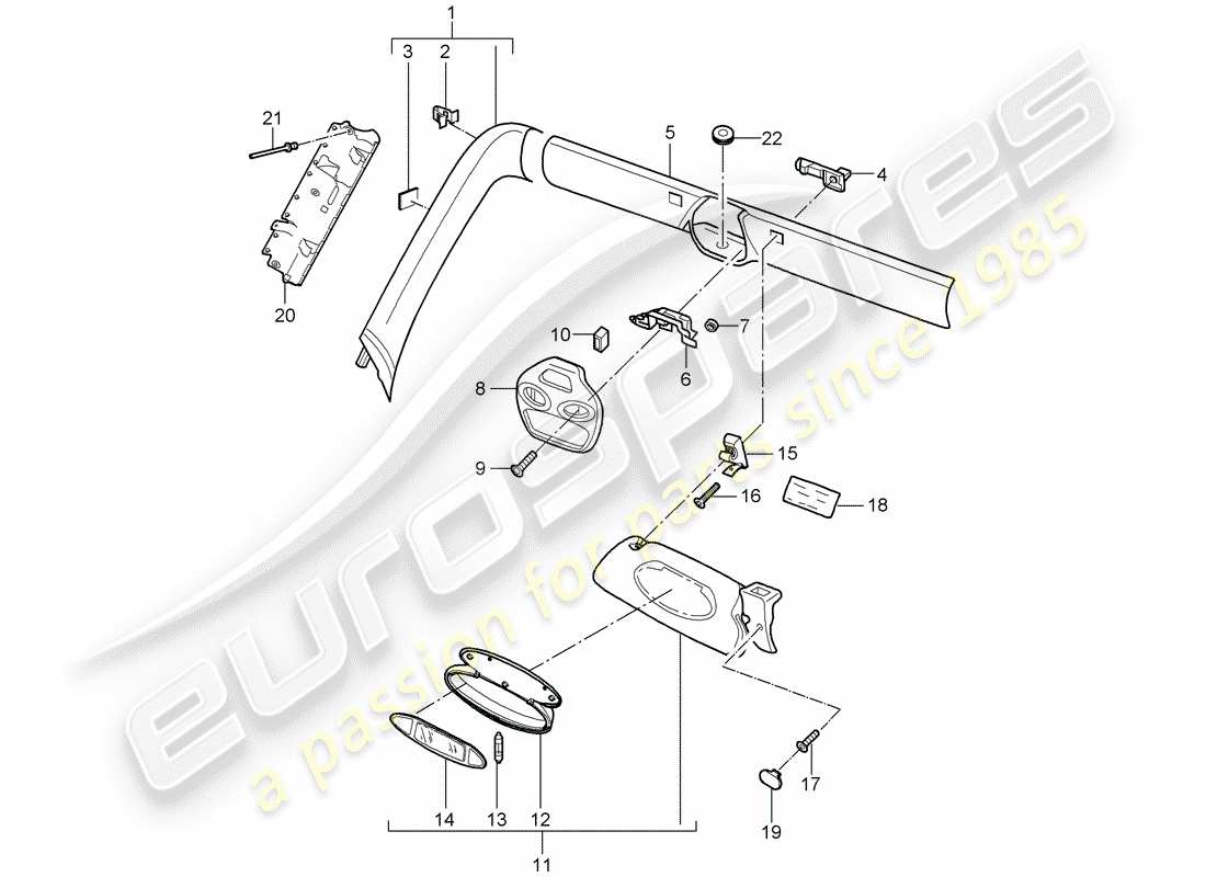 porsche 2011 (997-2) un pilastro diagramma delle parti