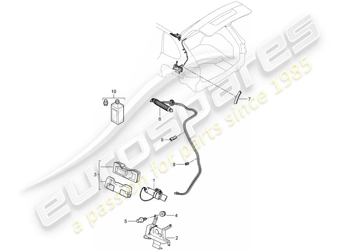 porsche 2010 (cayenne e1 9pa) coperchio baule posteriore diagramma delle parti
