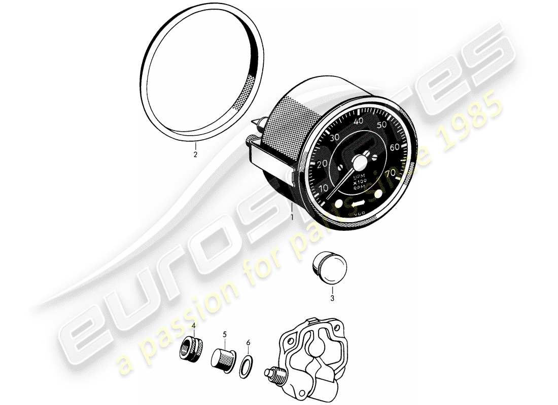 porsche 1960 (356b/356c) contagiri - elettrico diagramma delle parti