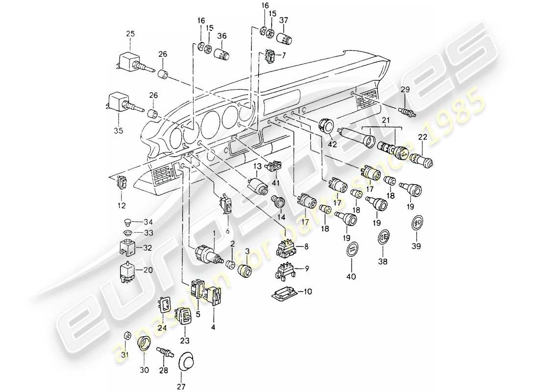 porsche 964 (1993) diagramma delle parti dell'interruttore