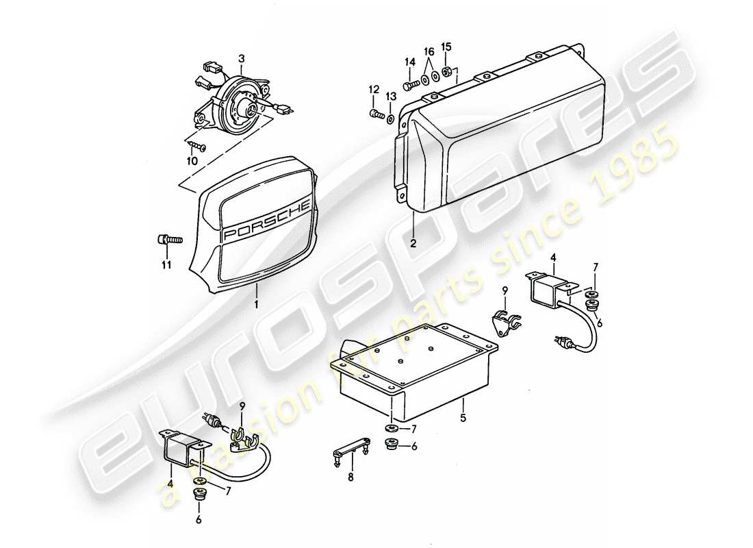 porsche 968 (1995) diagramma delle parti dell'airbag