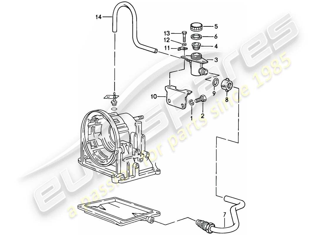 porsche 1988 (944) ingresso olio - cambio automatico diagramma delle parti