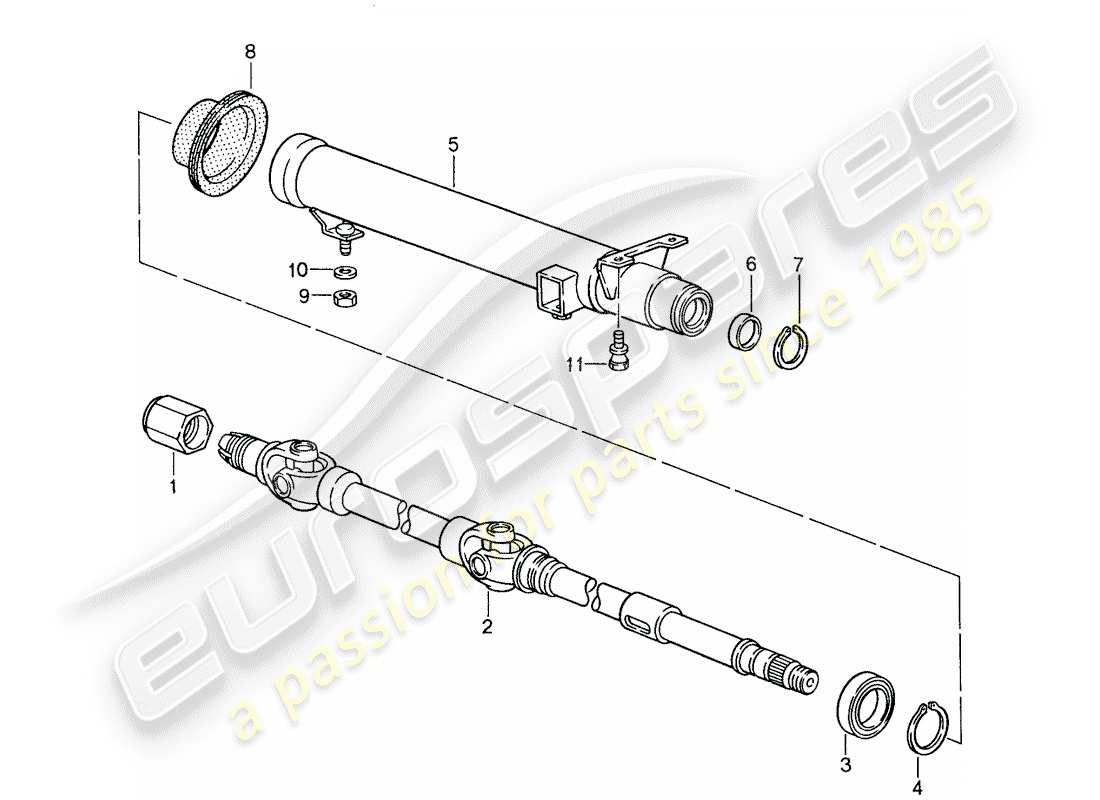 porsche 1988 (959) albero sterzo intermedio - tubo protettivo sterzo diagramma delle parti