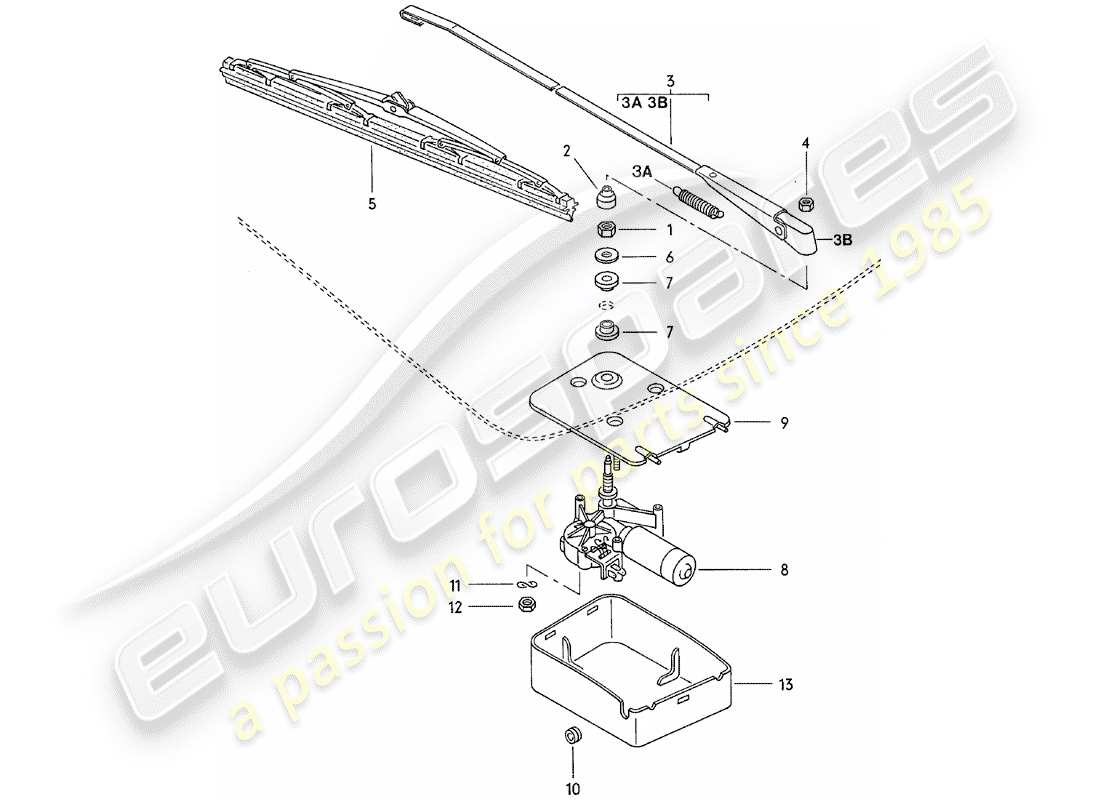 porsche 1985 (924) tergicristallo posteriore diagramma delle parti