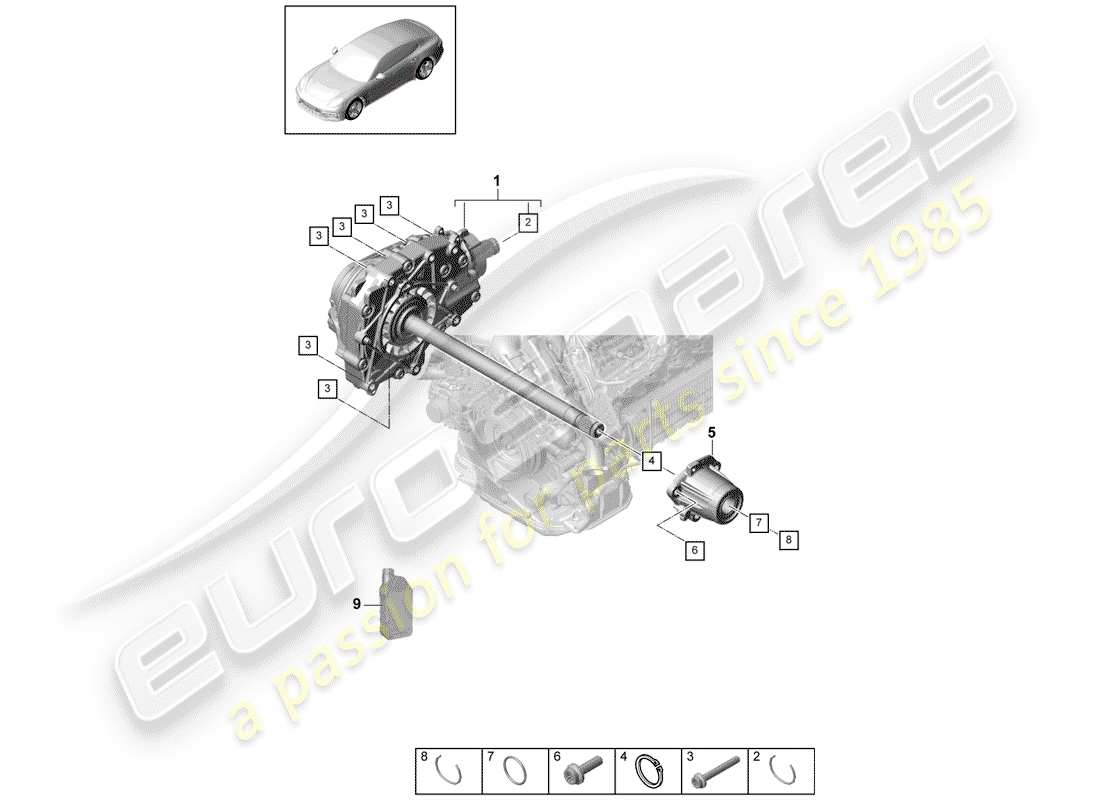 porsche 2017 (panamera 971-1) differenziale assale anteriore diagramma delle parti