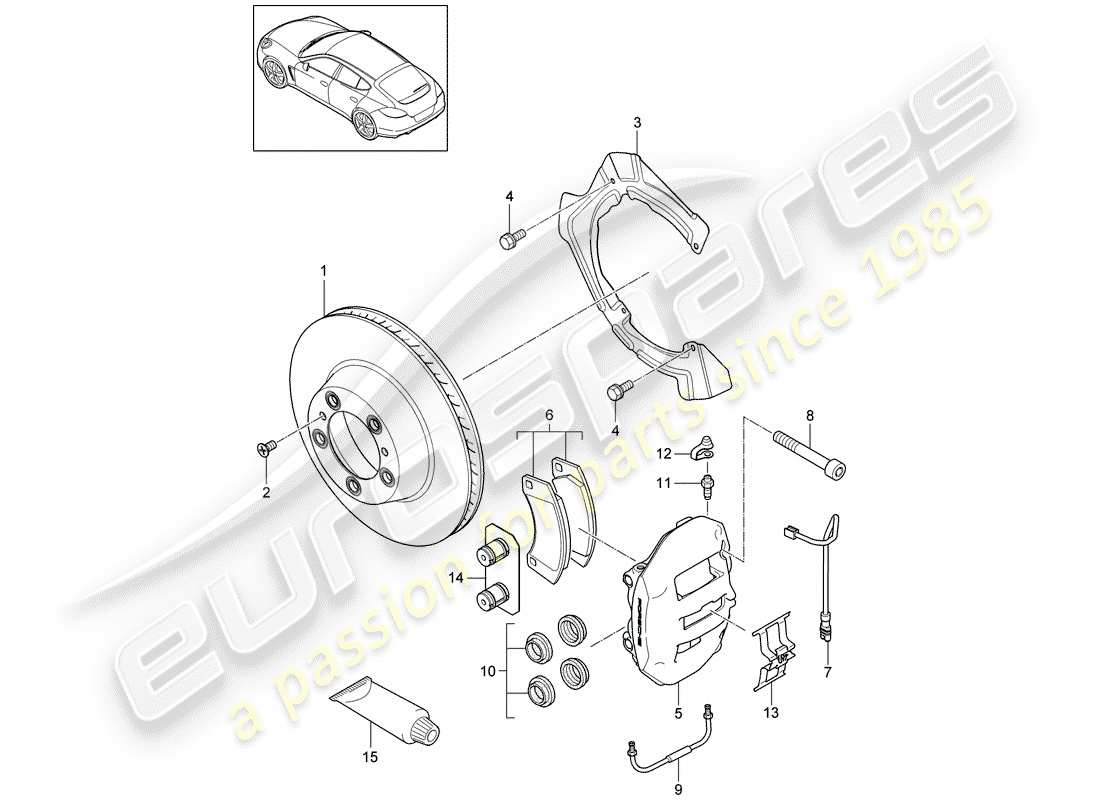 porsche 2016 (panamera 970) freni a disco diagramma delle parti