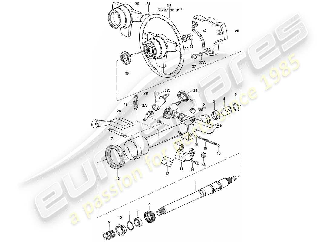 porsche 1978 (928) sterzo - volante diagramma delle parti