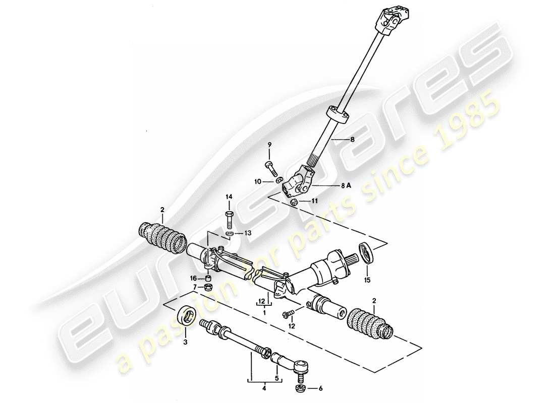 porsche 1992 (928) sterzo - asta sterzo diagramma delle parti