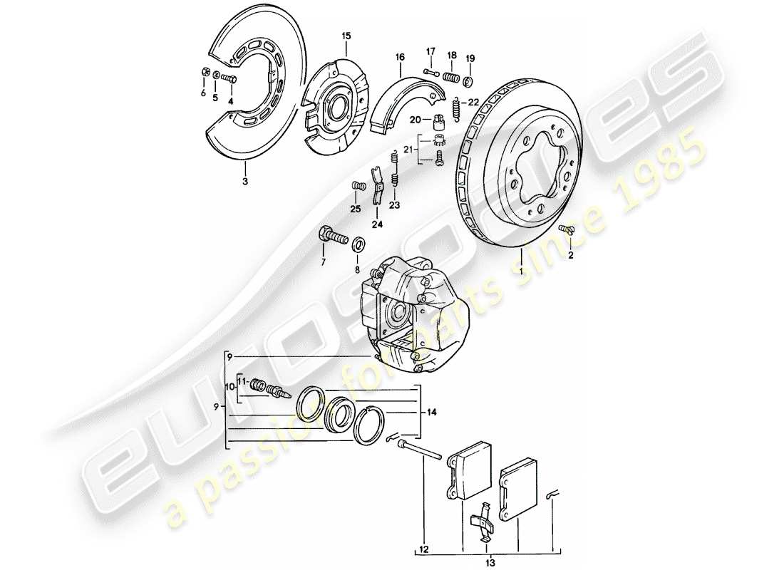 porsche 1982 (911) freni a disco - assale posteriore diagramma delle parti