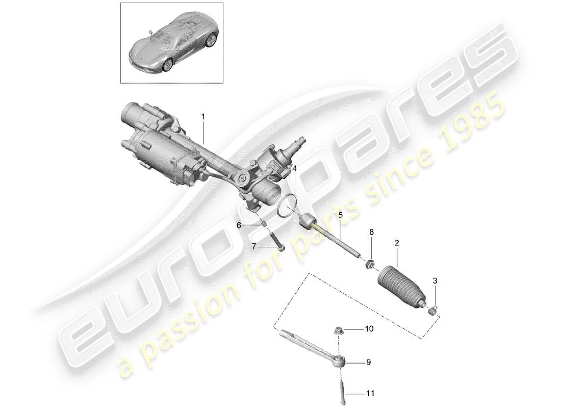 porsche 2015 (918 spyder) schema delle parti servosterzo