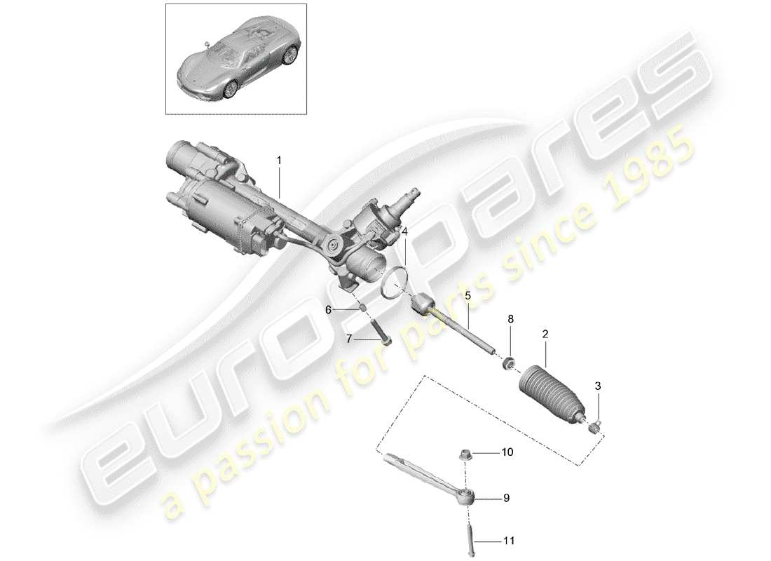 porsche 918 spyder (2015) schema delle parti servosterzo