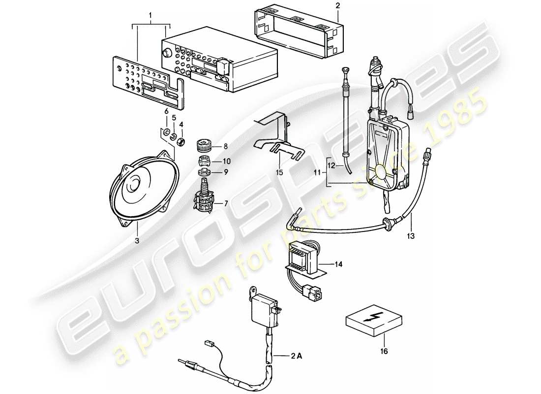 porsche 1984 (928) unità radio - parti di installazione diagramma delle parti