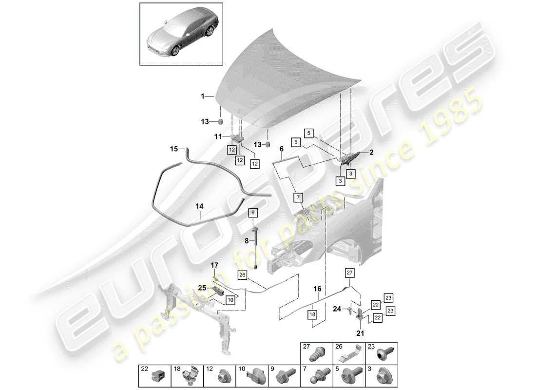 porsche 2017 (panamera 971-1) copertina diagramma delle parti