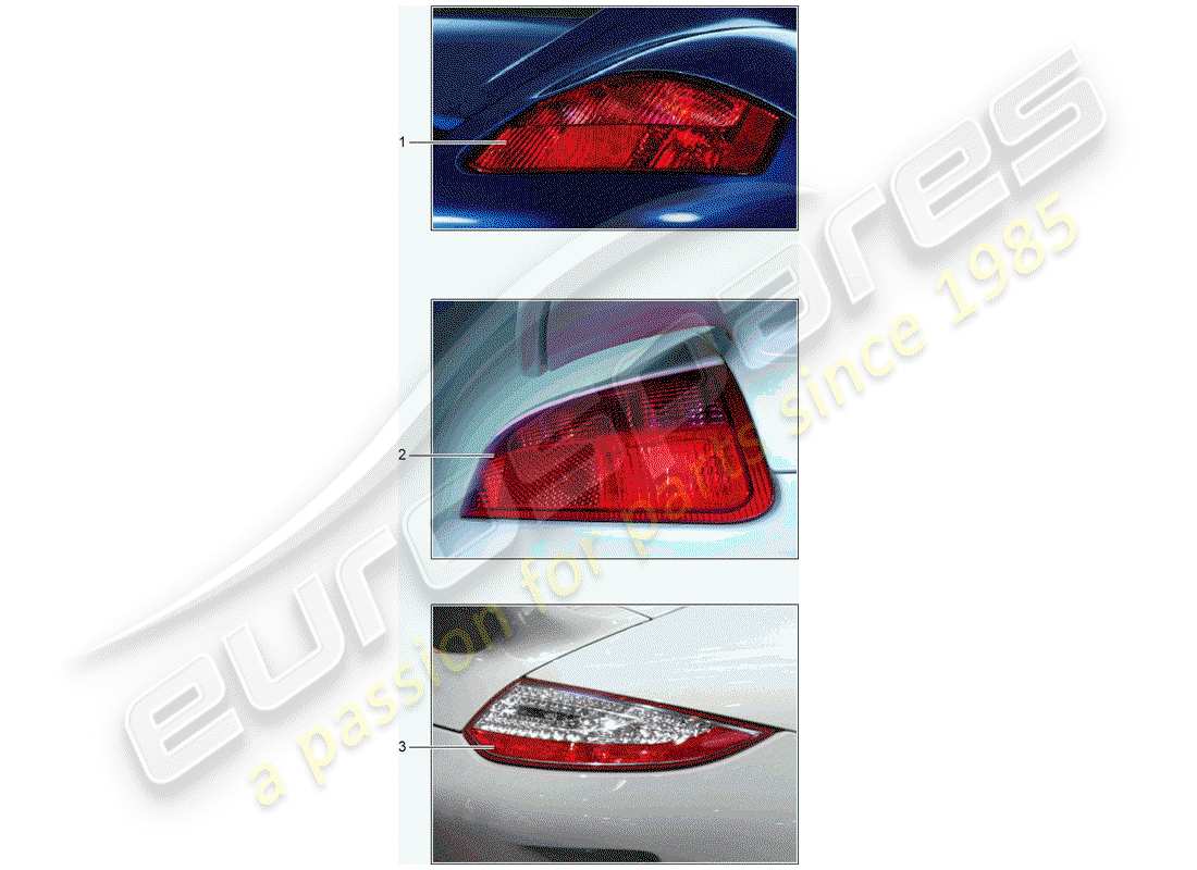 porsche 2009 (tequipment) schema delle parti luce posteriore
