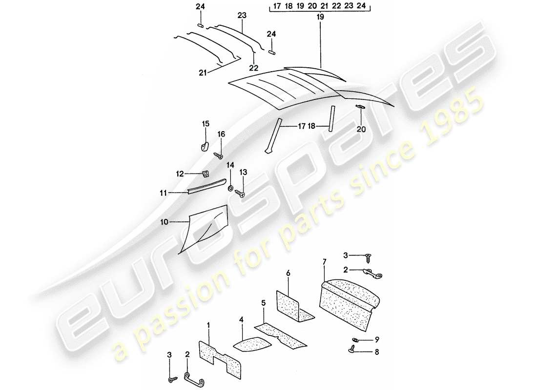 porsche 1977 (911) liner diagramma delle parti