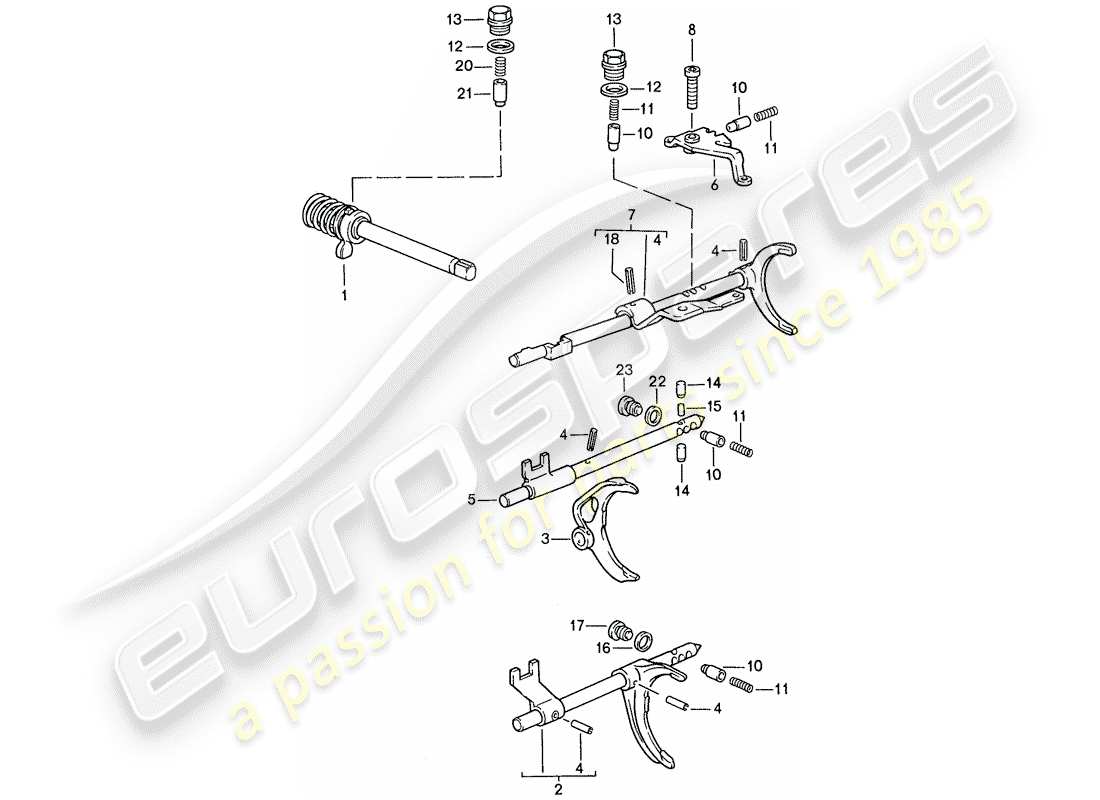 porsche 1991 (944) comando trasmissione - per - cambio manuale diagramma delle parti