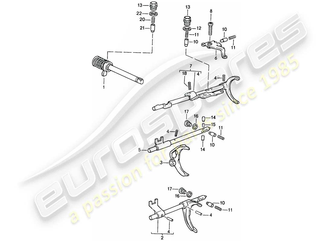 porsche 1988 (944) controllo della trasmissione - cambio manuale diagramma delle parti