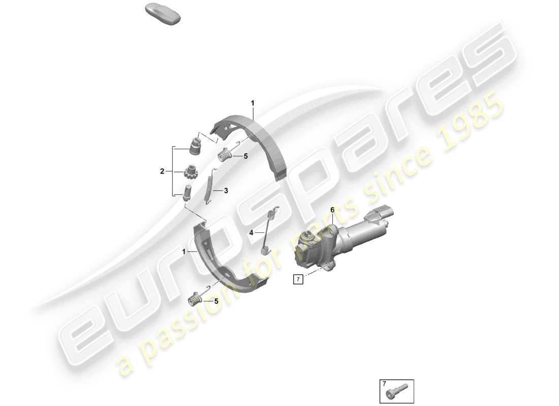 porsche 2019 (718 boxster spyder) schema delle parti del freno di stazionamento