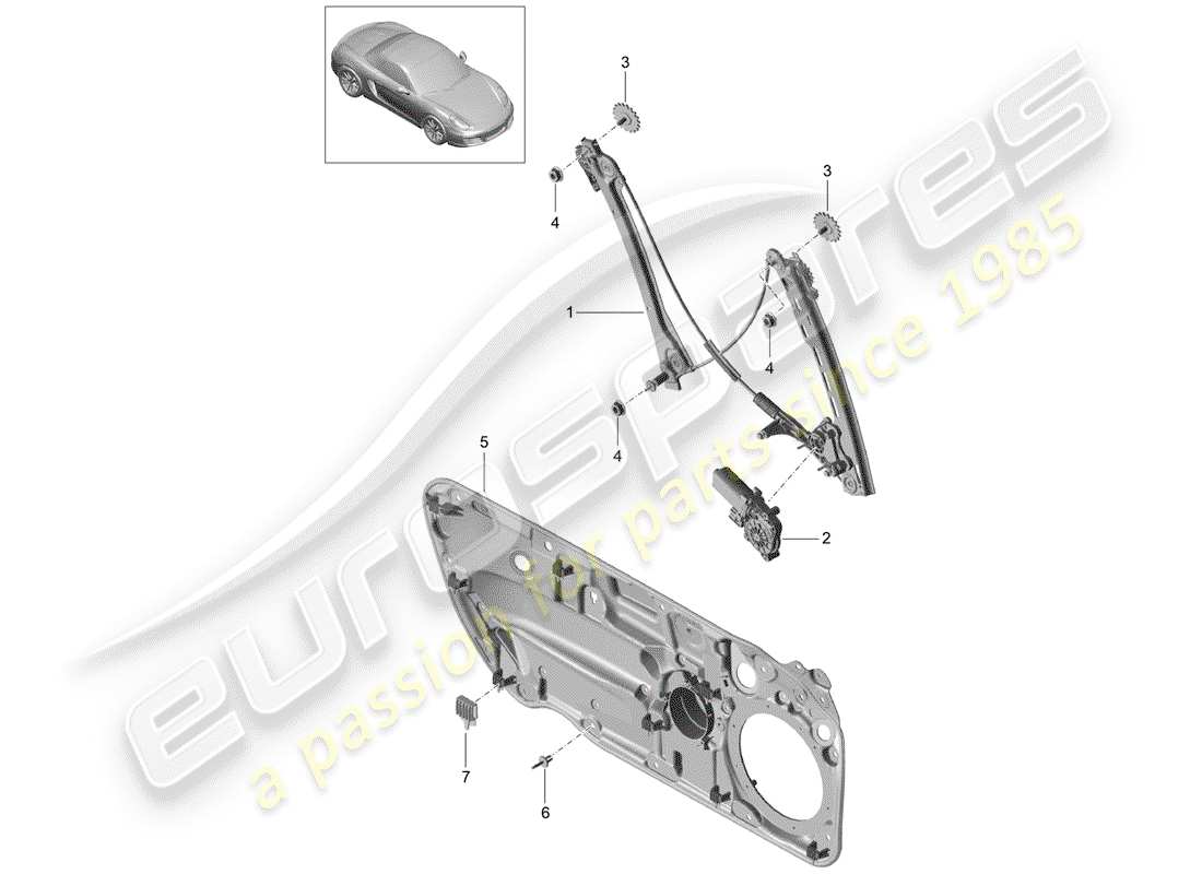 porsche 2012 (981 boxster) regolatore della finestra diagramma delle parti