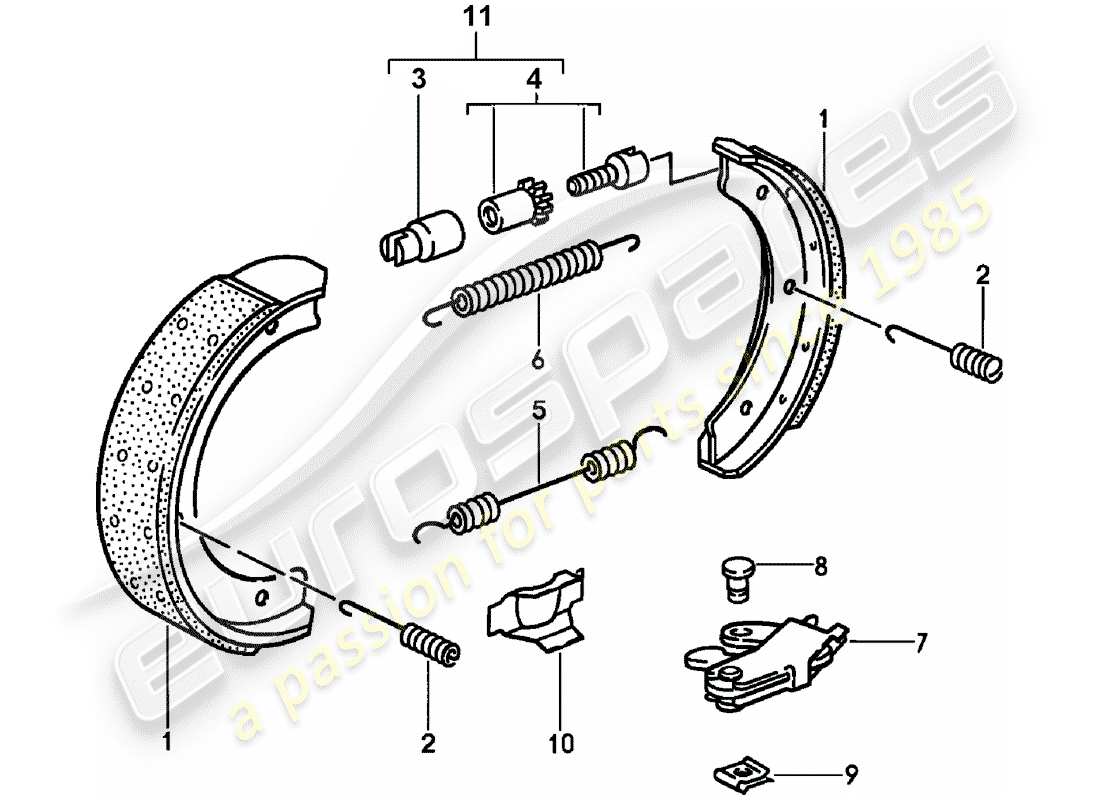 porsche 1991 (944) freno a mano diagramma delle parti