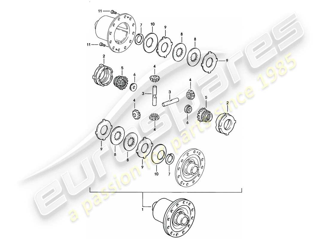 porsche 1986 (928) differenziale a slittamento limitato - cambio manuale diagramma delle parti
