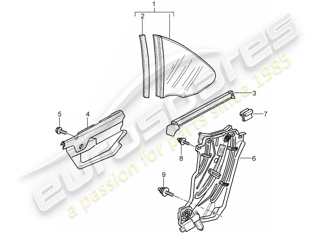 porsche 2011 (997-2) finestra laterale diagramma delle parti