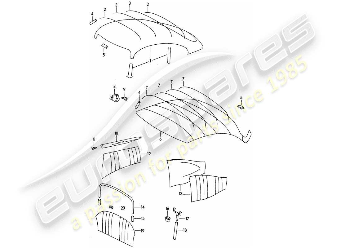 porsche 1960 (356b/356c) finiture - equipaggiamento interno diagramma delle parti