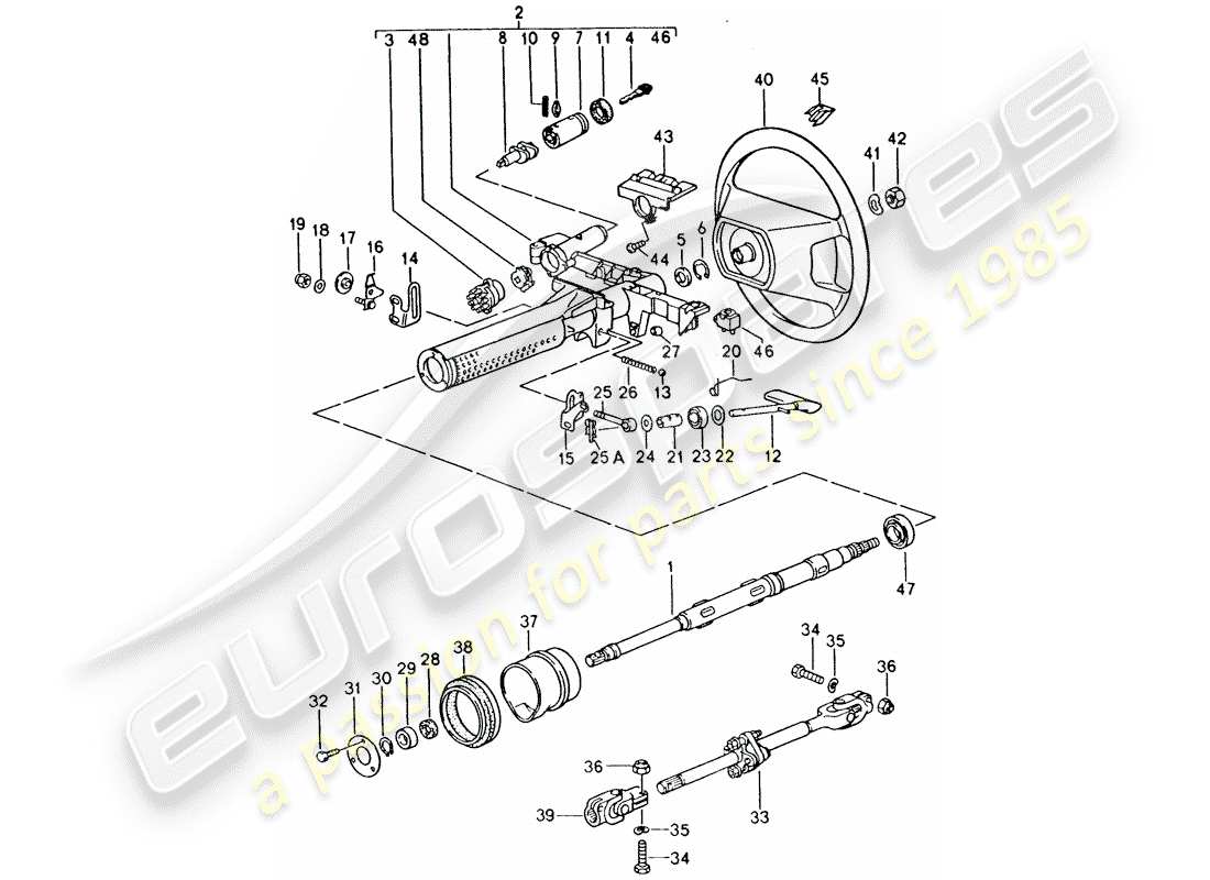 porsche 1994 (928) airbag - parti dello sterzo - volante - - - regolazione dell'altezza - per - volante - vedi gruppo - 4/03/05 diagramma delle parti