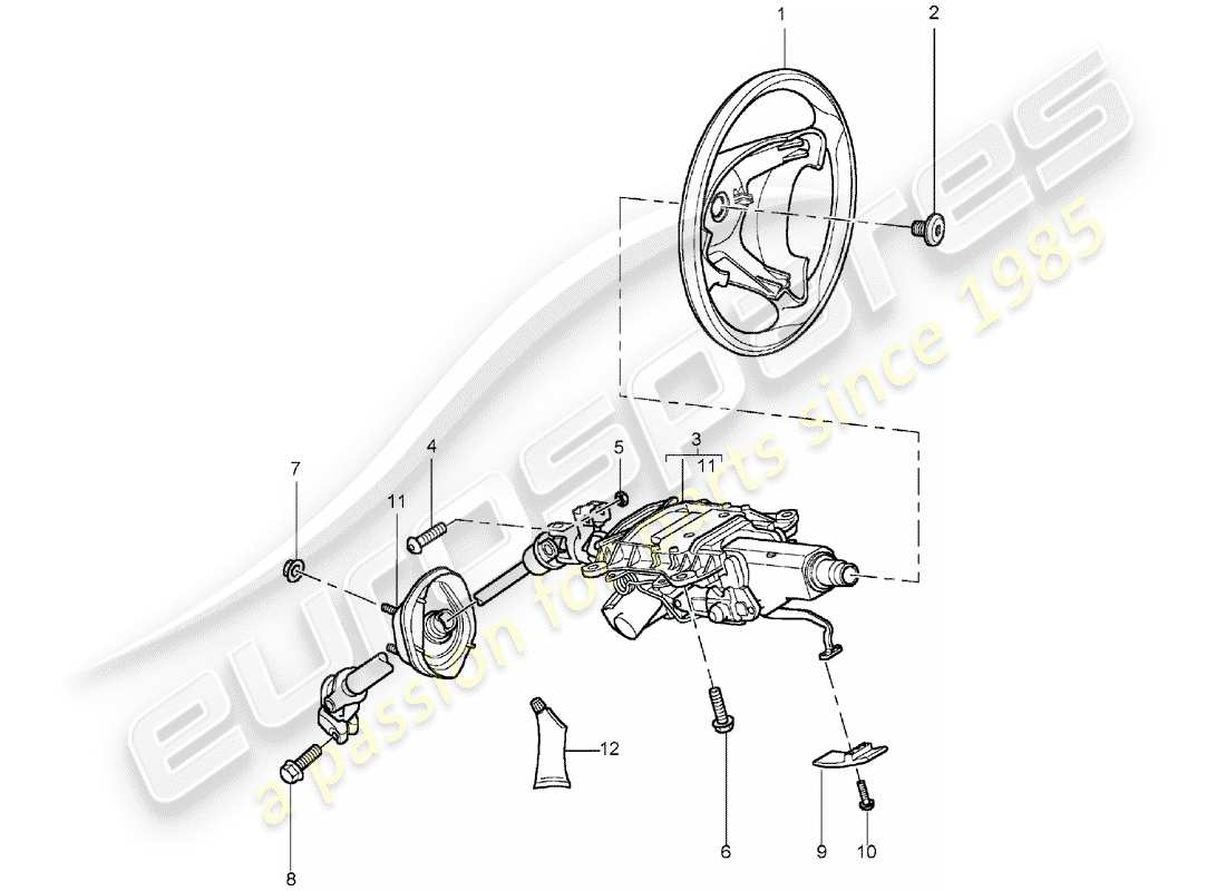 porsche 2005 (cayenne e1 9pa) volante schema delle parti