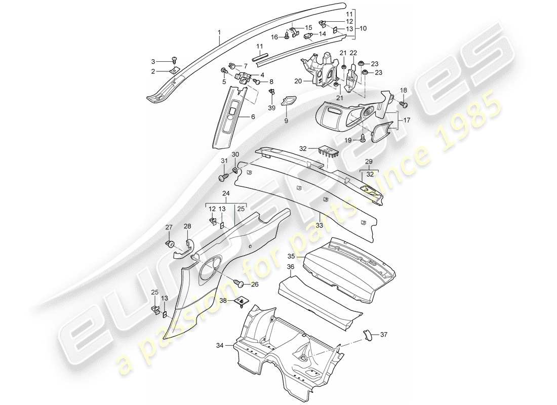 porsche 2012 (997-2) finiture diagramma delle parti