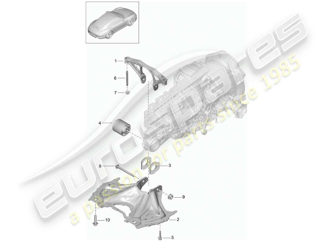 porsche 2012 (991-1) sospensione della trasmissione diagramma delle parti
