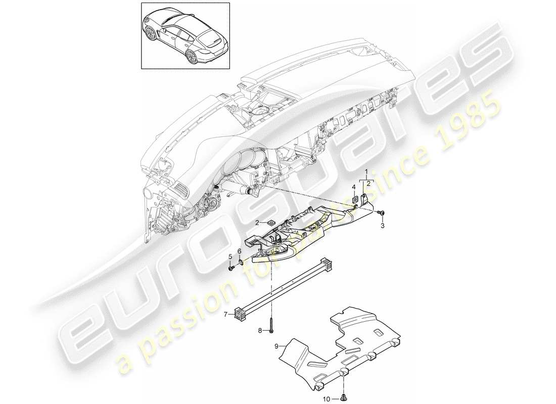 porsche 2011 (panamera 970) rivestimento del pannello cruscotto diagramma delle parti