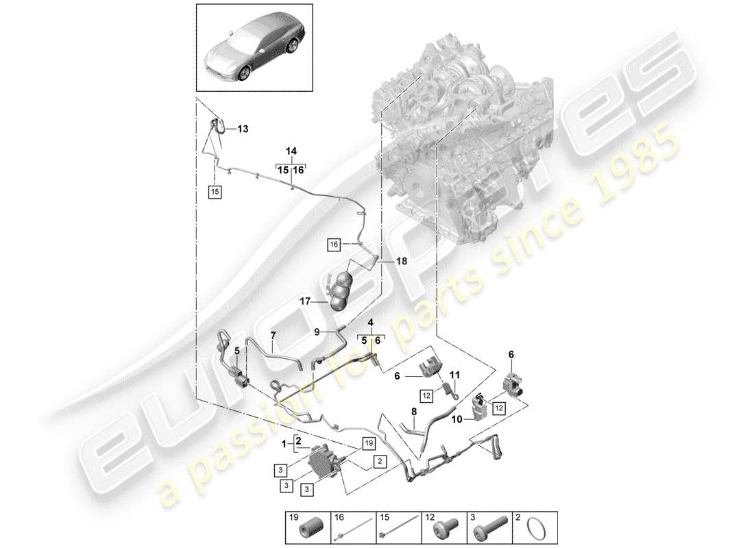 porsche 2018 (panamera 971-1) sistema di vuoto diagramma delle parti