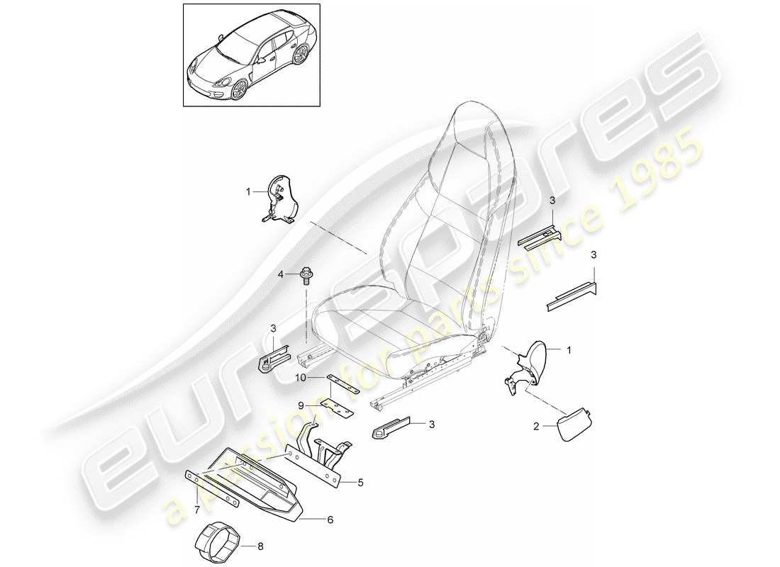 porsche 2011 (panamera 970) sedile anteriore schema delle parti