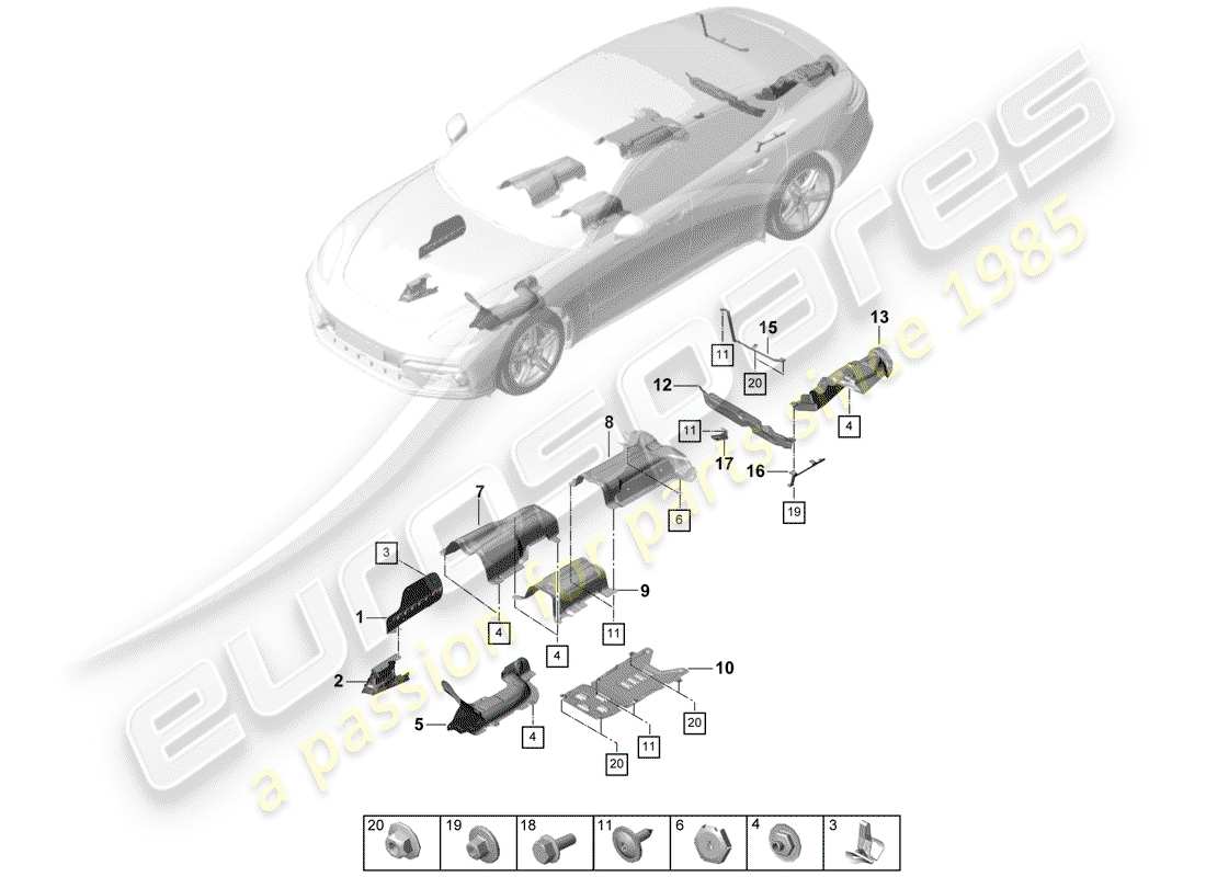 porsche 2019 (panamera 971-1) finiture diagramma delle parti