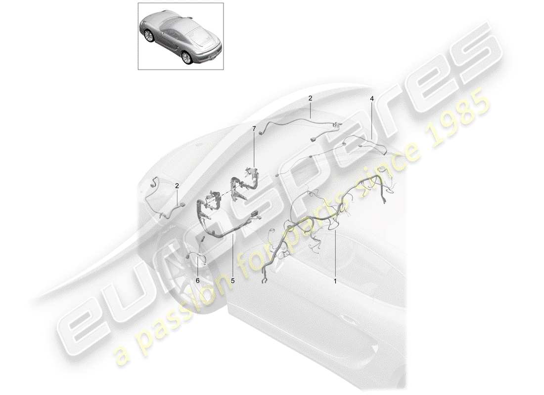 porsche 2014 (981 cayman) cablaggi diagramma delle parti