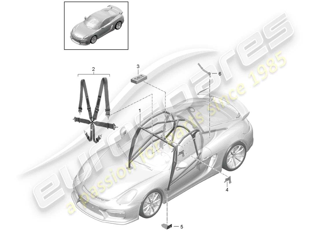 porsche 2016 (981 cayman gt4) accessori diagramma delle parti