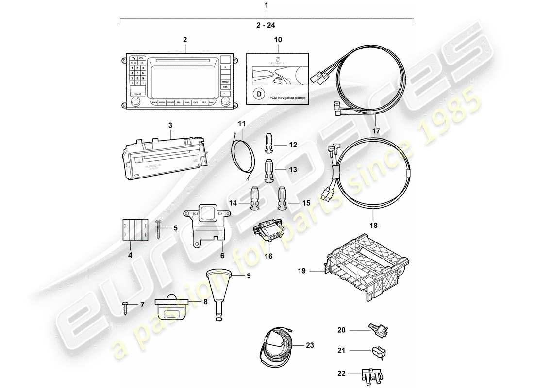 porsche 2007 (tequipment cayenne) sistema di navigazione diagramma delle parti